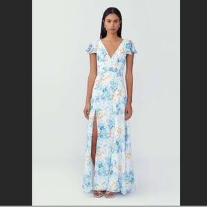 NWT Fame & Partners The Cerys Dress in Light Georgette Blue Animal Watercolor 10